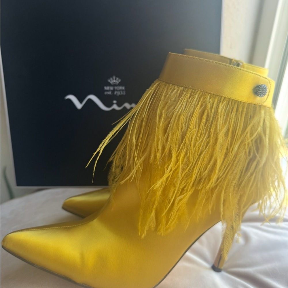 Yellow Fringe Ankle Boots